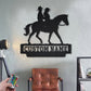 Custom Name Cowboy and Cowgirl Riding A Horse, Metal Wall Signs With RGB Led Light