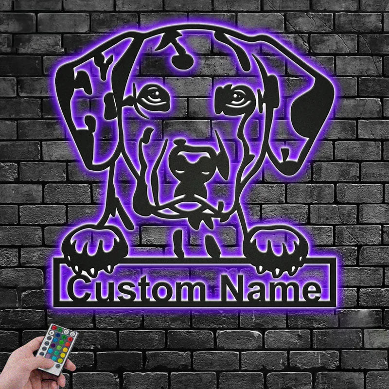 Custom Name Dalmatian Name Sign Decoration For Dog Room, Metal Wall Signs With RGB Led Light