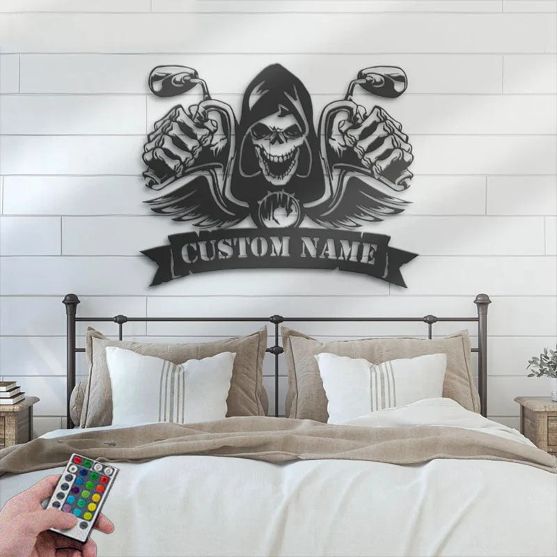 Custom Name Dirt Bike Name Sign Home Decor Metal Wall Signs With RGB Led Light