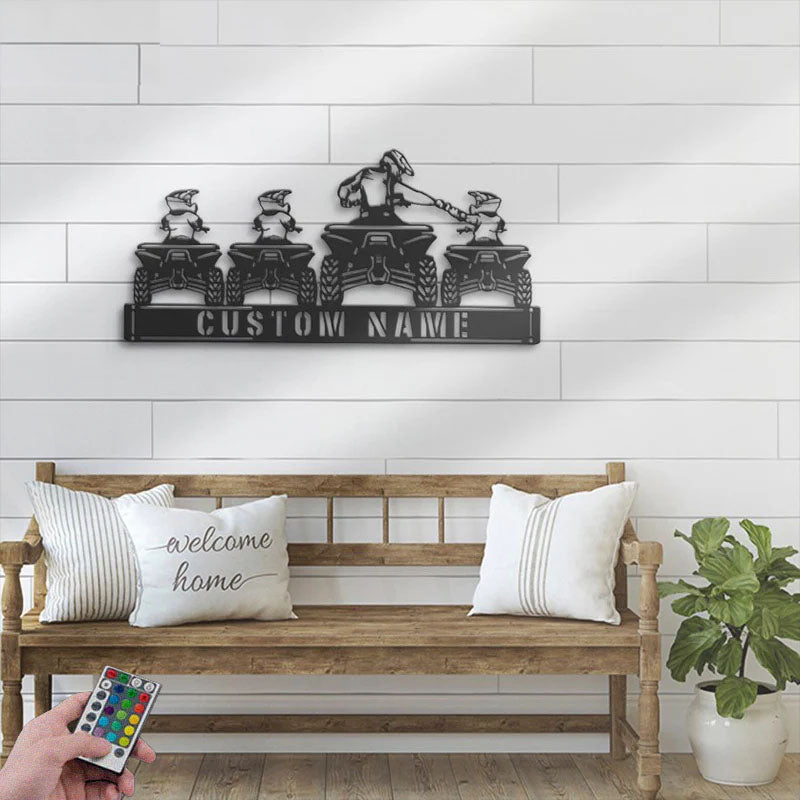 Custom Name Dirt Bike Name Sign Home Decor, Metal Wall Signs With RGB Led Light