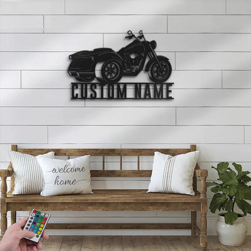 Custom Name Dirt Bike Name Sign Home Motorcycle Decor, Metal Wall Signs With RGB Led Light