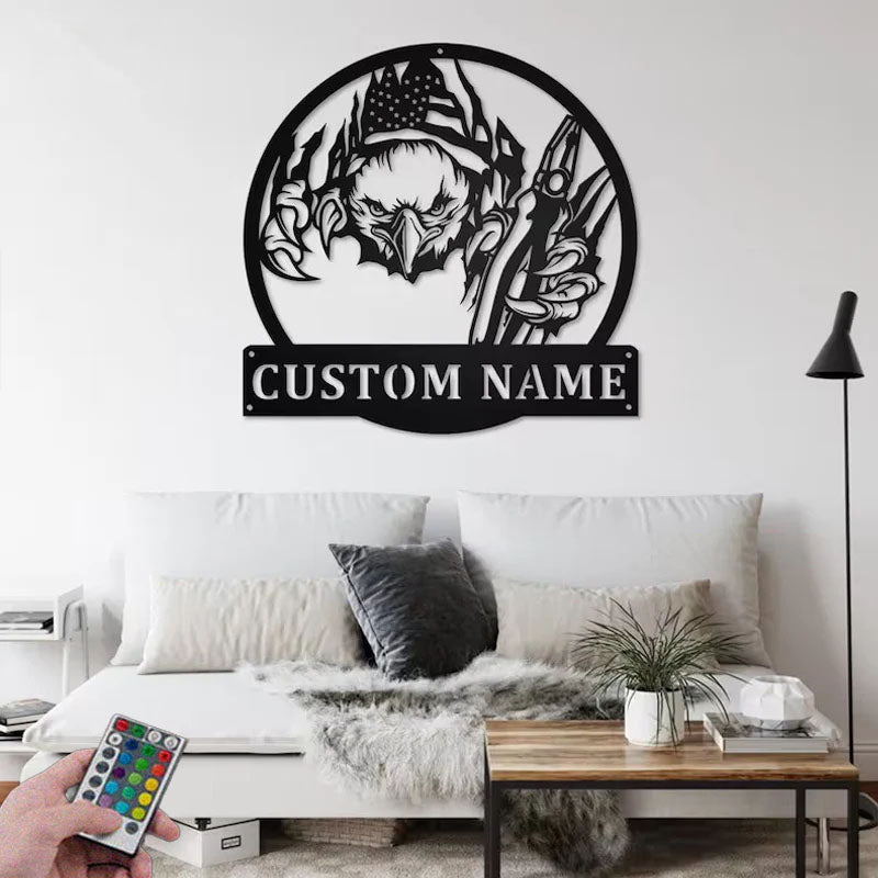 Custom Name Electrician Name Sign Decoration For Room, Metal Wall Signs With RGB Led Light