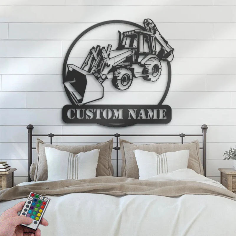 Custom Name Farm Tractor Name Sign Home Decor Farm Truck, Metal Wall Signs With RGB Led Light