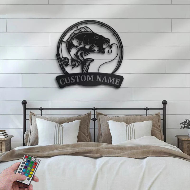 Custom Name Fisher Name Sign Home Decor Kid Boy Girl Nursery Metal Wall Signs With RGB Led Light