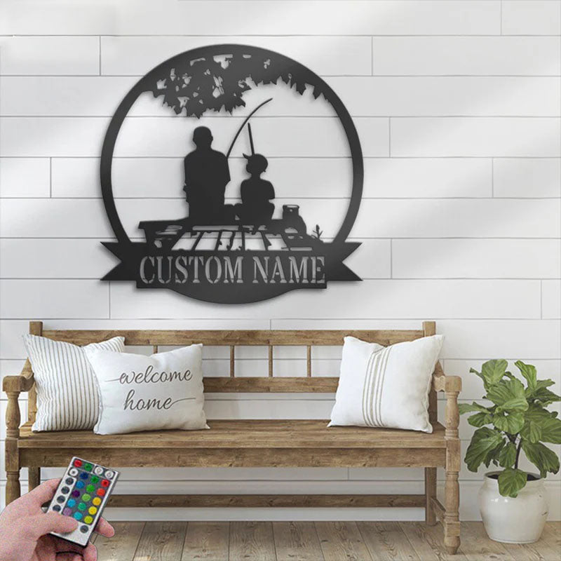 Custom Name Fisher Name Sign Home Decor Kid Boy Girl Nursery Metal Wall Signs With RGB Led Light