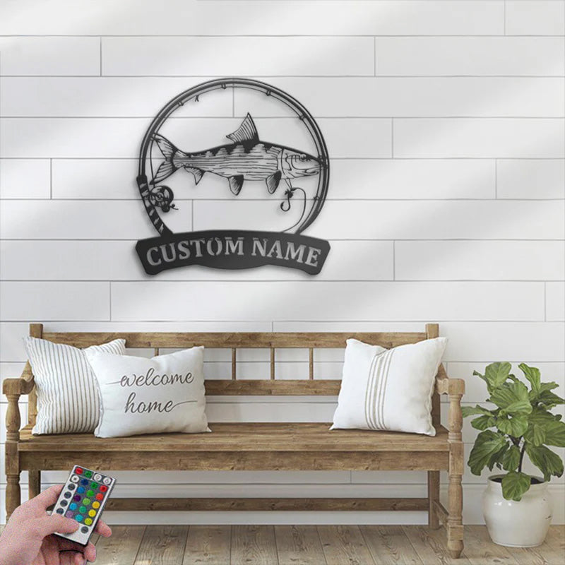 Custom Name Fisher Name Sign Home Decor Kid Boy Girl Nursery Metal Wall Signs With RGB Led Light