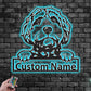 Custom Name Goldendoodle Name Sign Decoration For Dog Room, Metal Wall Signs With RGB Led Light