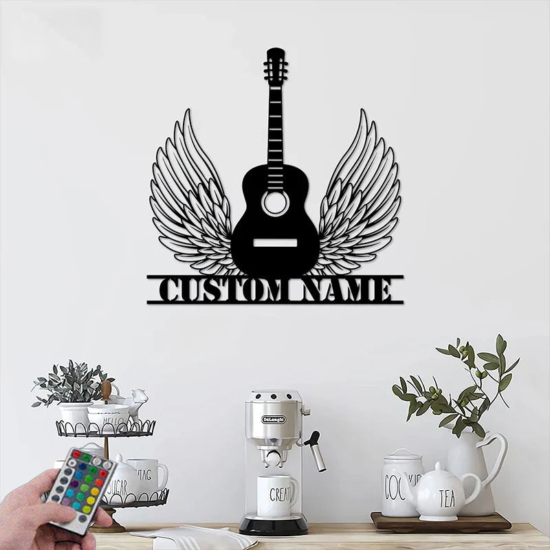 Custom Name Guitarist Name Sign Home Music Room, Metal Wall Signs With RGB Led Light