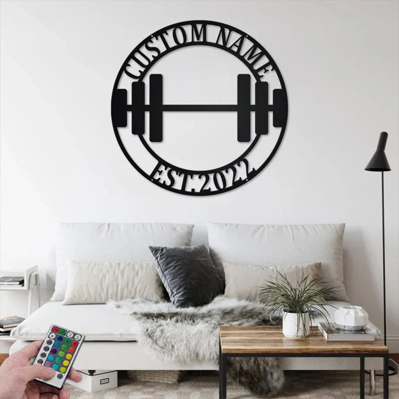 Custom Name Gymer Name Sign Decoration For Room, Metal Wall Signs With RGB Led Light