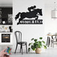Custom Name Horse Jumping Name Sign Decoration For Room, Metal Wall Signs With RGB Led Light
