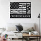 Custom Name Lineman USA Flag Round Metal Wall Signs With RGB Led Light