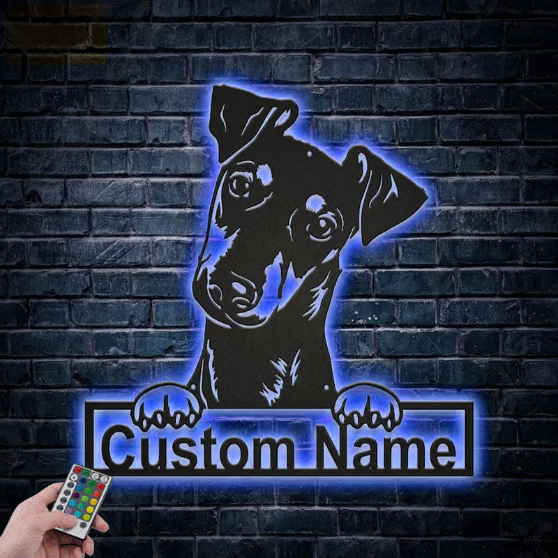 Custom Name Manchester Terrier Dog Metal Sign With LED Lights