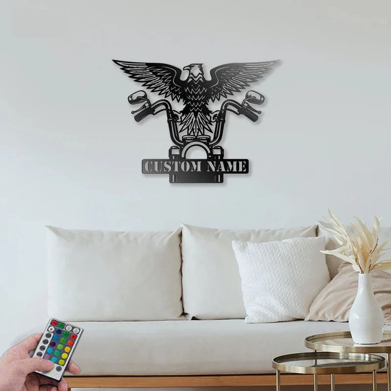 Custom Name Motocross Rider Name Sign, Metal Wall Signs With RGB Led Light