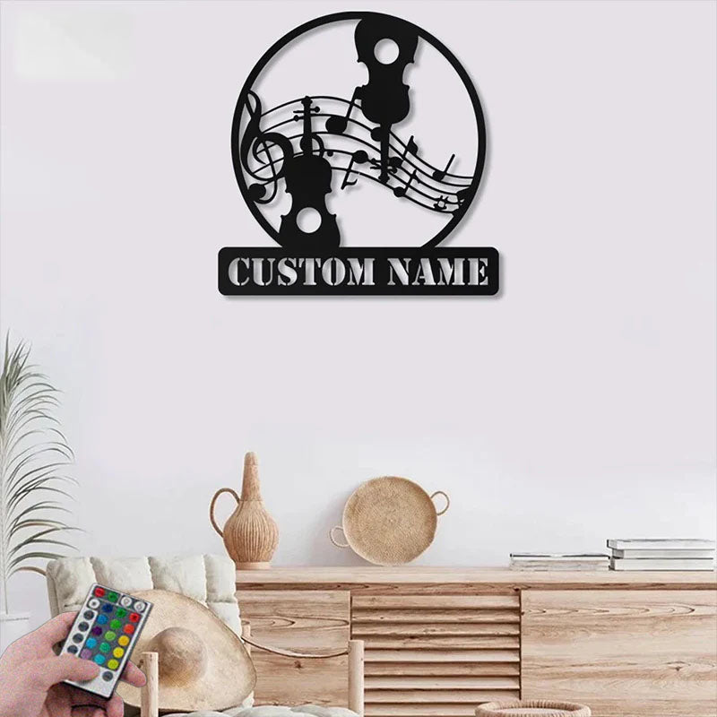 Custom Name Music Name Sign Decoration For Music Room, Metal Wall Signs With RGB Led Light