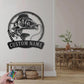 Custom Name Perch Fishing Fish Pole Metal Wall Signs With RGB Led Light