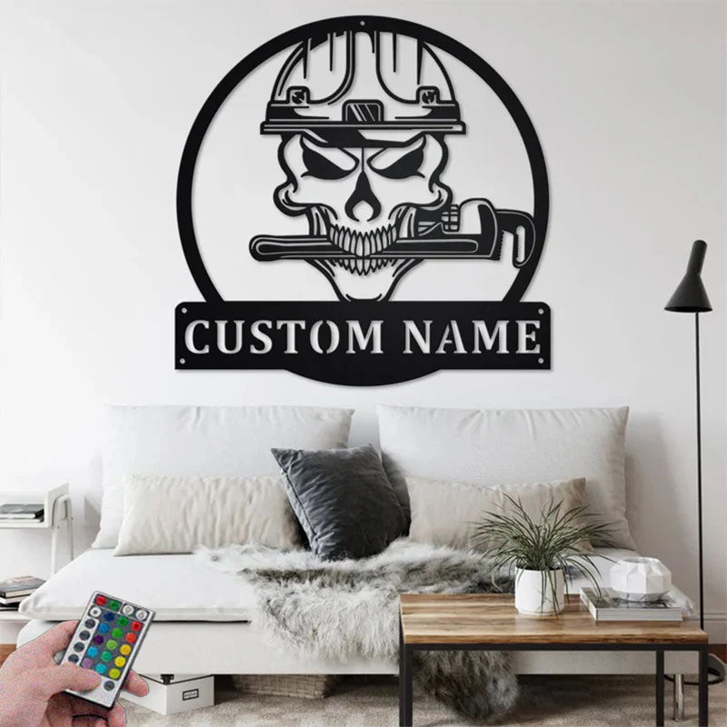 Custom Name Plumber Name Sign Decoration For Room, Metal Wall Signs With RGB Led Light