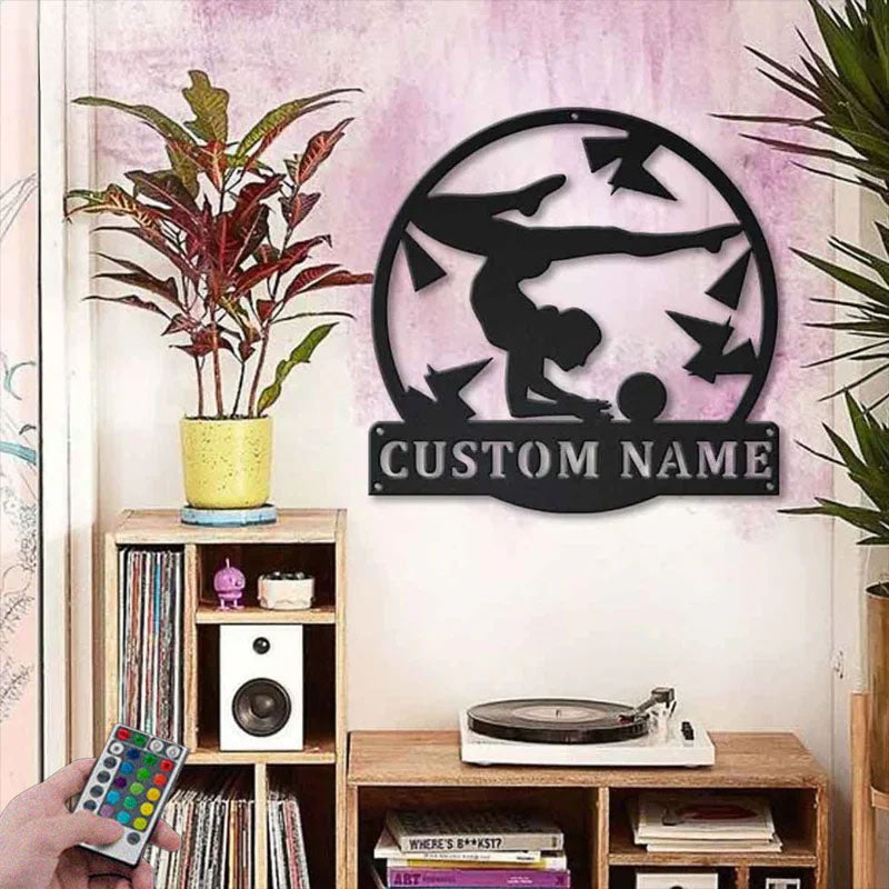 Custom Name Rhythmic Gymnastics Ball Metal Wall Signs With RGB Led Light