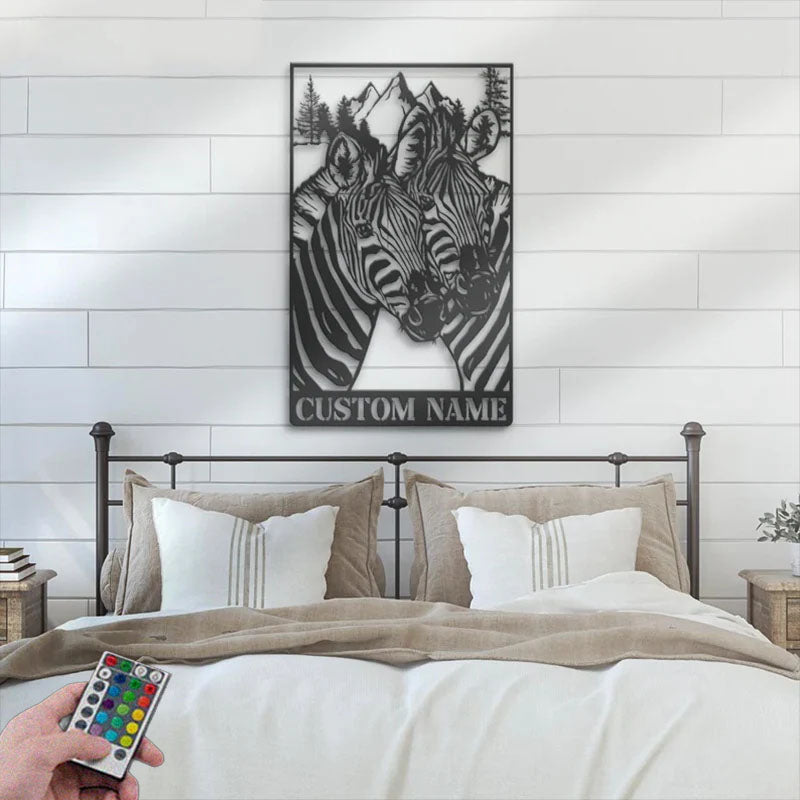 Custom Name Safari Africa Wild Animal Barn, Metal Wall Signs With RGB Led Light