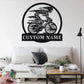Custom Name Skull Bicycle Metal Wall Signs With RGB Led Light