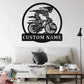 Custom Name Skull Bicycle Name Sign Decoration For Room, Metal Wall Signs With RGB Led Light