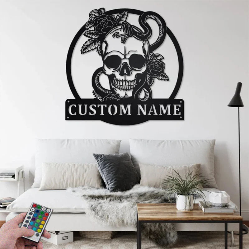 Custom Name Snake Name Sign Decoration For Room, Metal Wall Signs With RGB Led Light