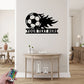 Custom Name Soccer Fire, Metal Wall Signs With RGB Led Light