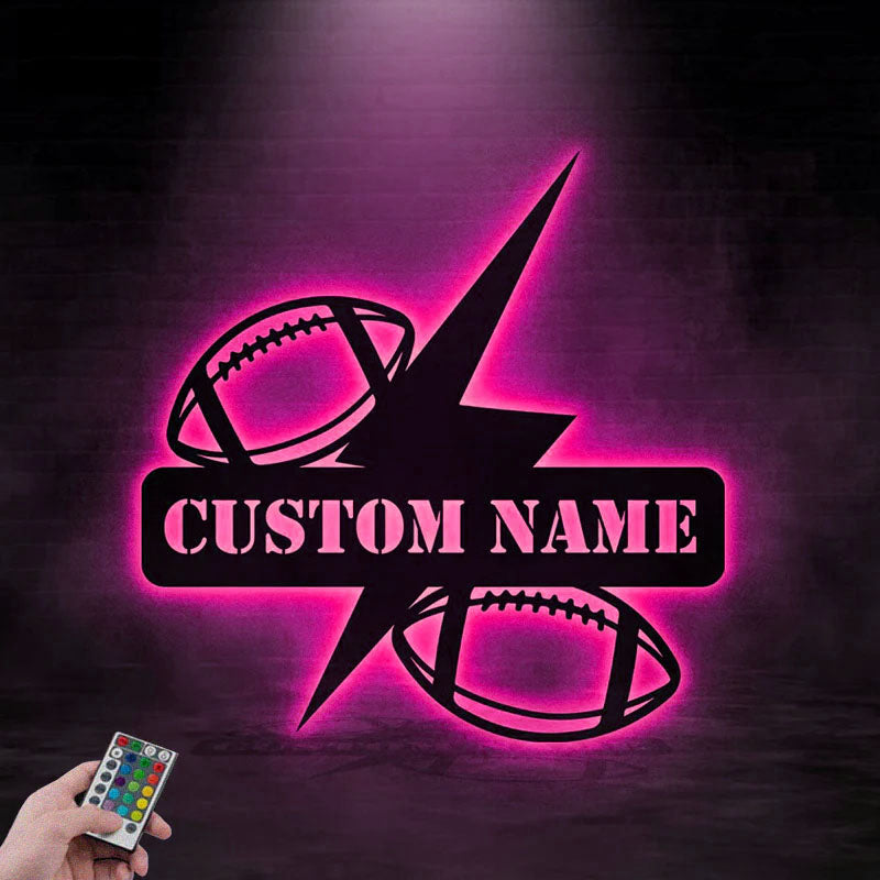 Custom Name Sport Player Home Decor, Metal Wall Signs With RGB Led Light
