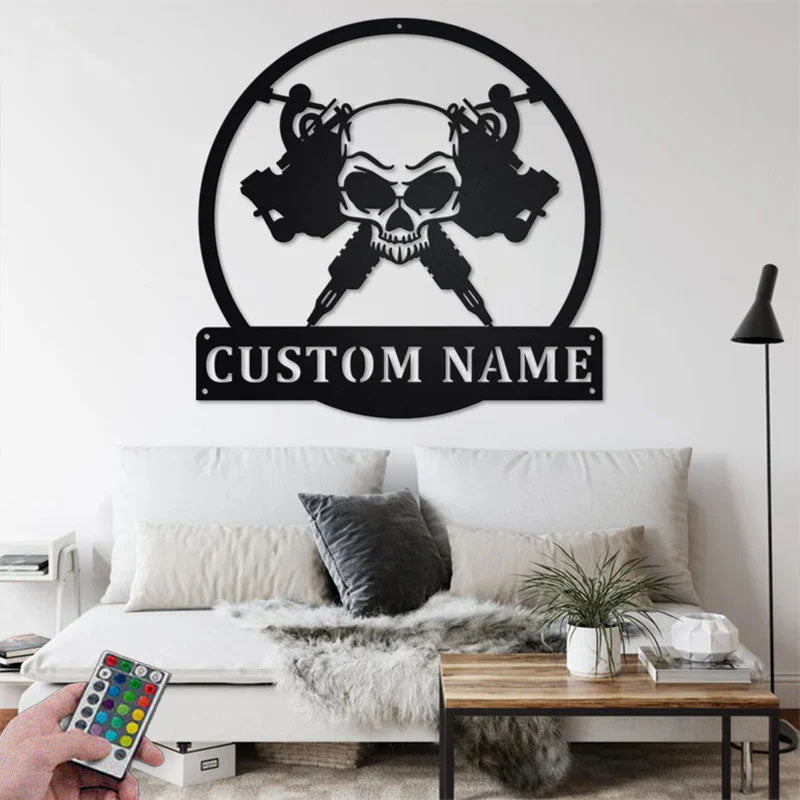Custom Name Tattoo Artist Name Sign Decoration For Room, Metal Wall Signs With RGB Led Light