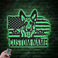 Custom Name US German Shepherd Dog, Metal Wall Signs With RGB Led Light