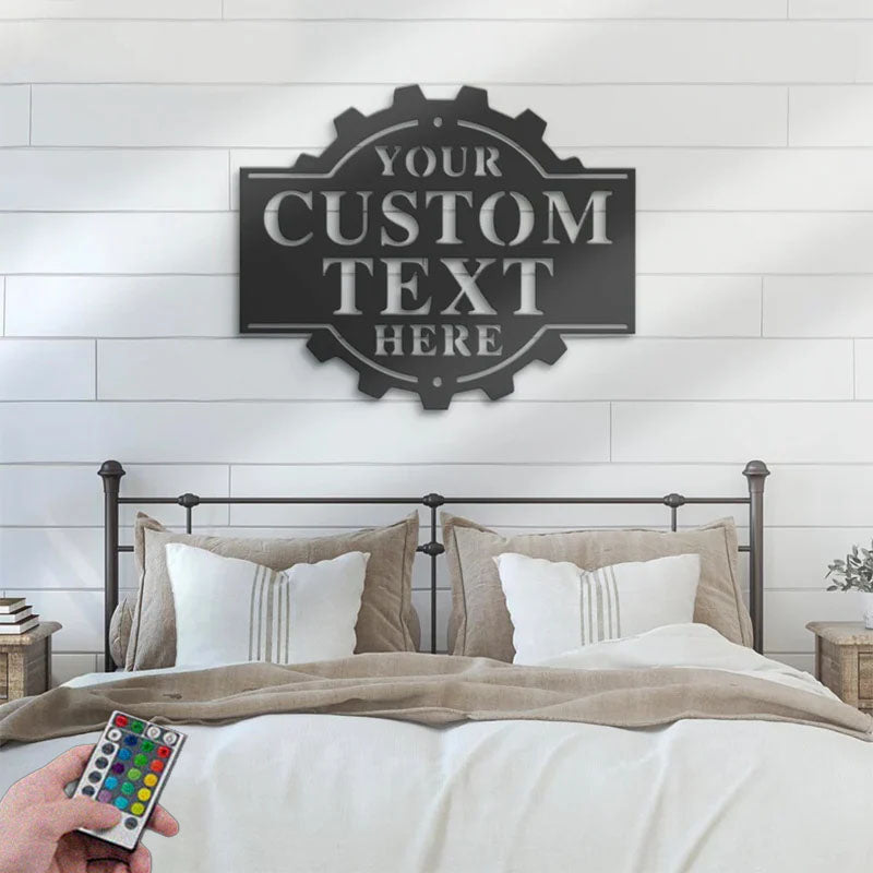 Custom Name Workshop Name Sign Home Decor Metal Wall Signs With RGB Led Light