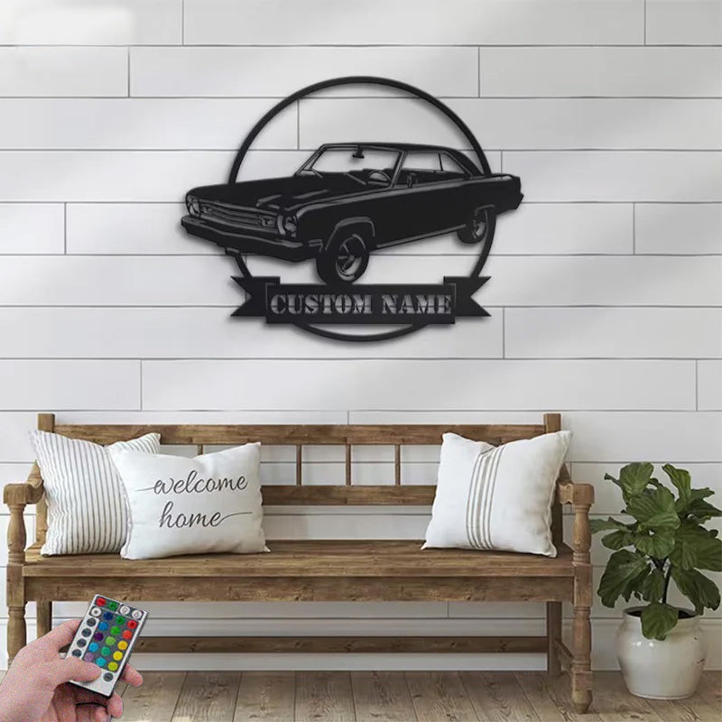 Custom Namer Mechanic Repair Decoration Repairman Metal Wall Signs With RGB Led Light