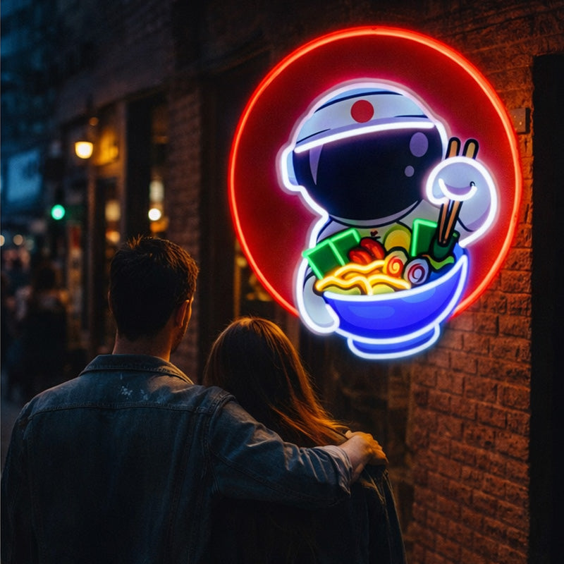Cute Ramen Noodle LED Neon Sign with Japanese Character Design for Restaurant and Wall Decor