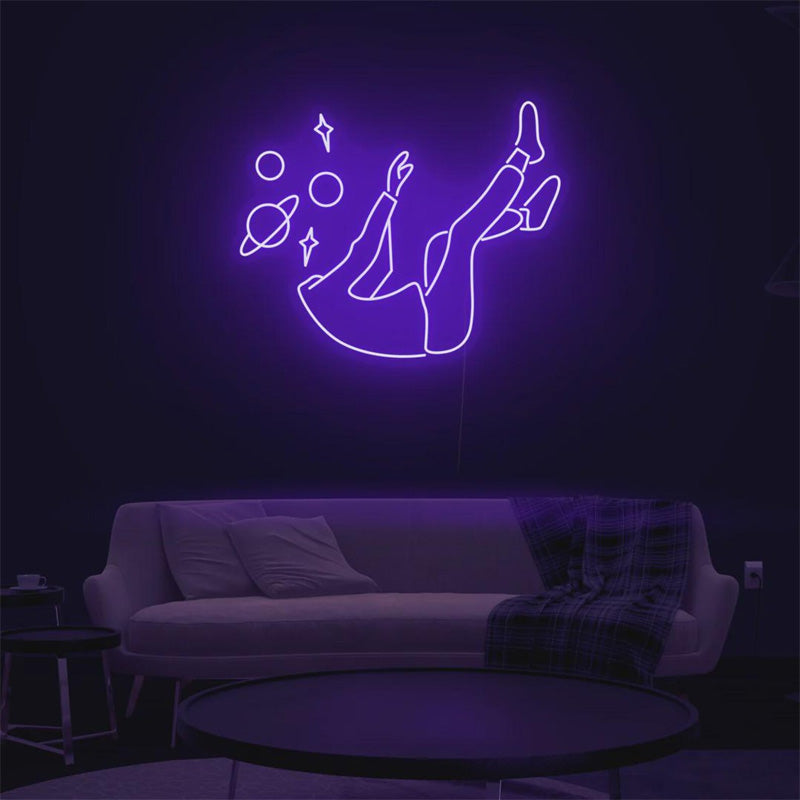 Floating Astronaut Space Line Art LED Neon Wall Decor - LEDTOT