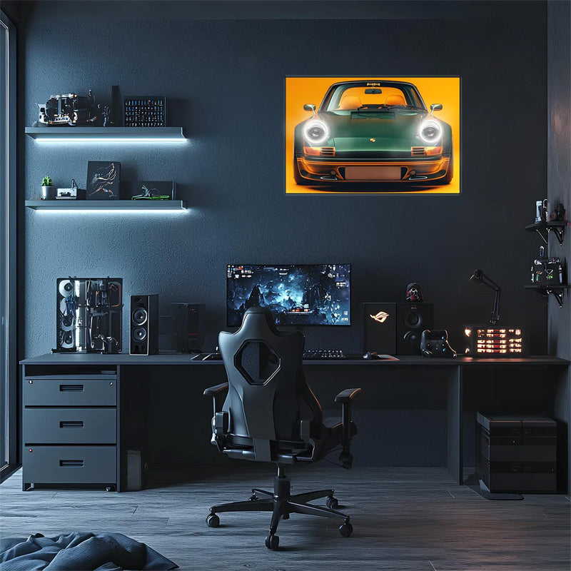 LED Retro Car Wall Art – UV-Printed Acrylic with Dimmer Remote