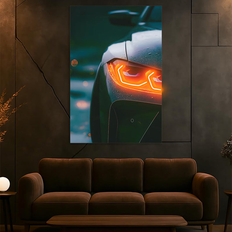 Neon LED Car Wall Art (UV Printed) – Modern Man Cave Decor
