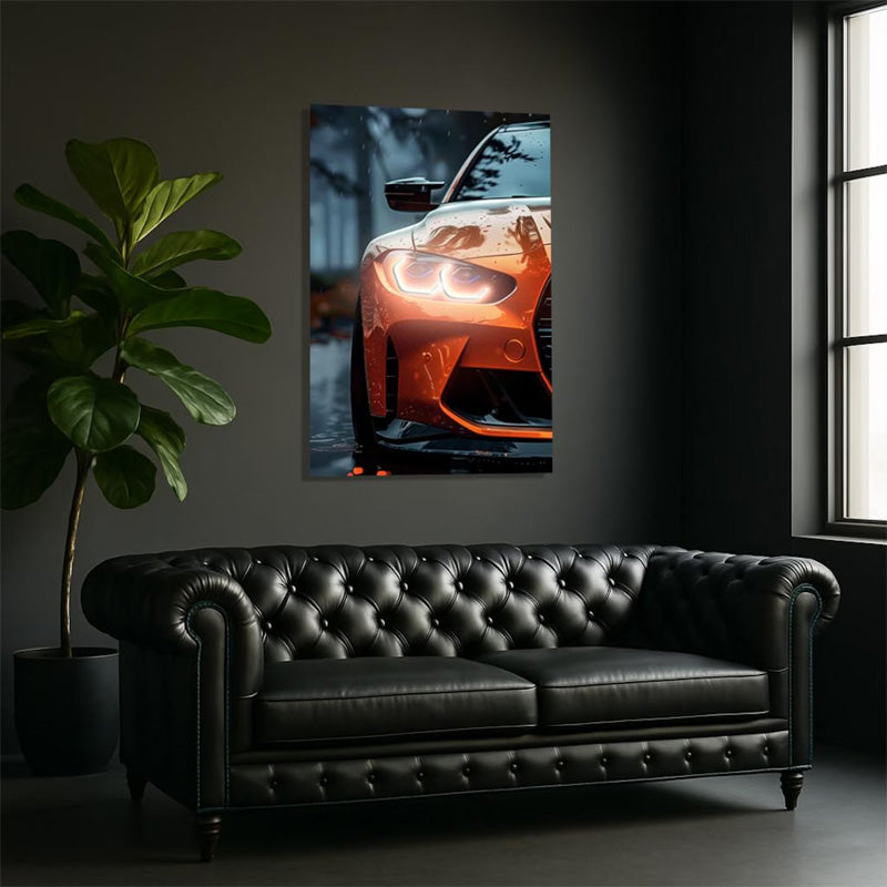 Neon Light Automotive Wall Art – Backlit Car Poster for Man Cave & Garage