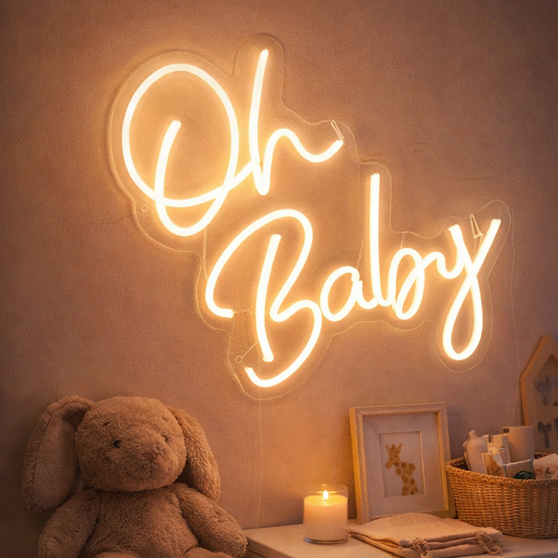 Oh Baby Neon Sign – Warm White LED Script Light for Nursery & Home Decor