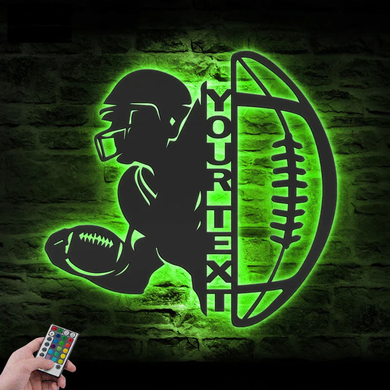 Personalized Ball American Football, Metal Wall Signs With RGB Led Light