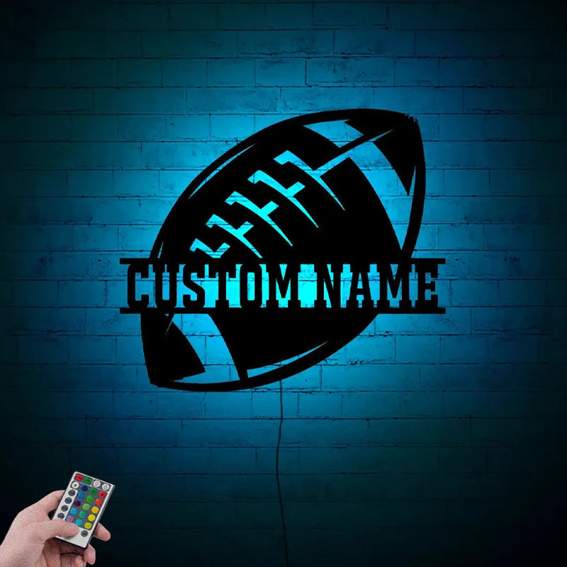 Personalized Ball Football Wall, Metal Wall Signs With RGB Led Light