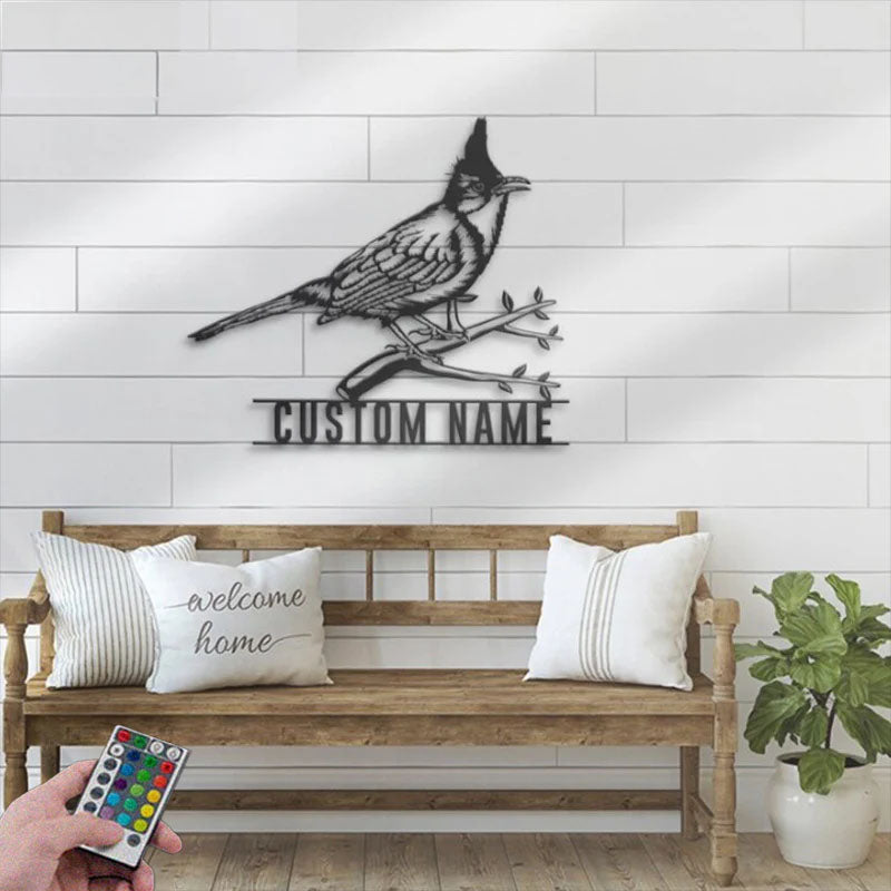 Personalized Bulbul Bird Metal Wall Signs With RGB Led Light