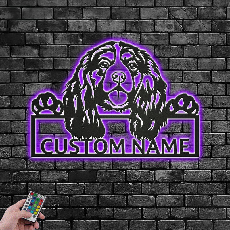 Personalized Cavalier Spaniel, Metal Wall Signs With RGB Led Light