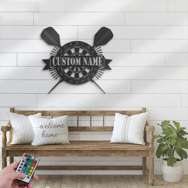 Personalized Dartboard Dart Game Metal Wall Signs With RGB Led Light