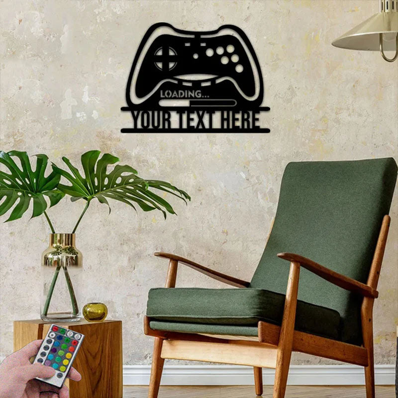 Personalized Game Controller For Game Room Metal Wall Signs With RGB Led Light