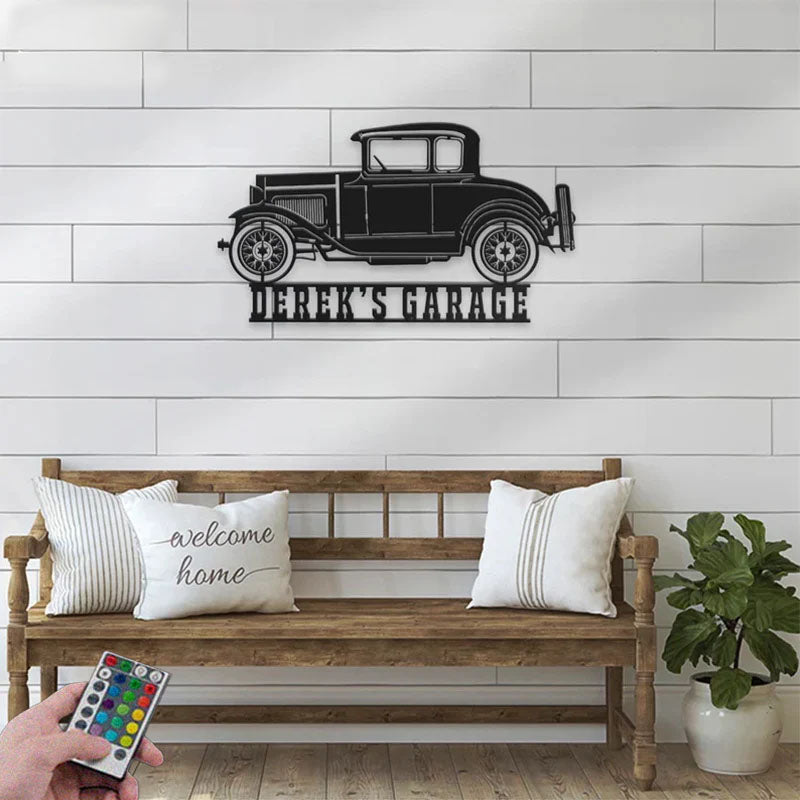 Personalized Garage Metal Wall Signs With RGB Led Light   1