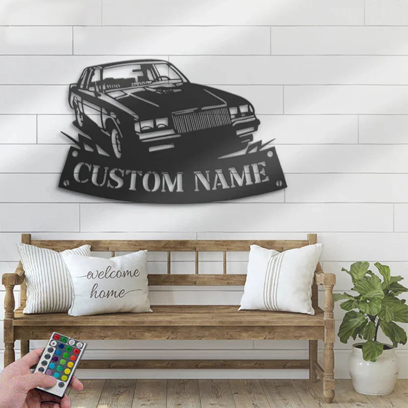 Personalized Garage Name Sign Home Decor Metal Wall Signs With RGB Led Light