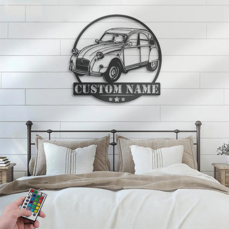 Personalized Garage Name Sign Home Decor Metal Wall Signs With RGB Led Light