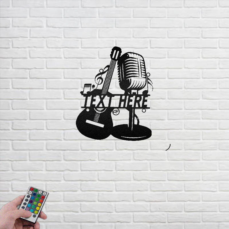 Personalized Guitar and Micro Metal Wall Signs With RGB Led Light