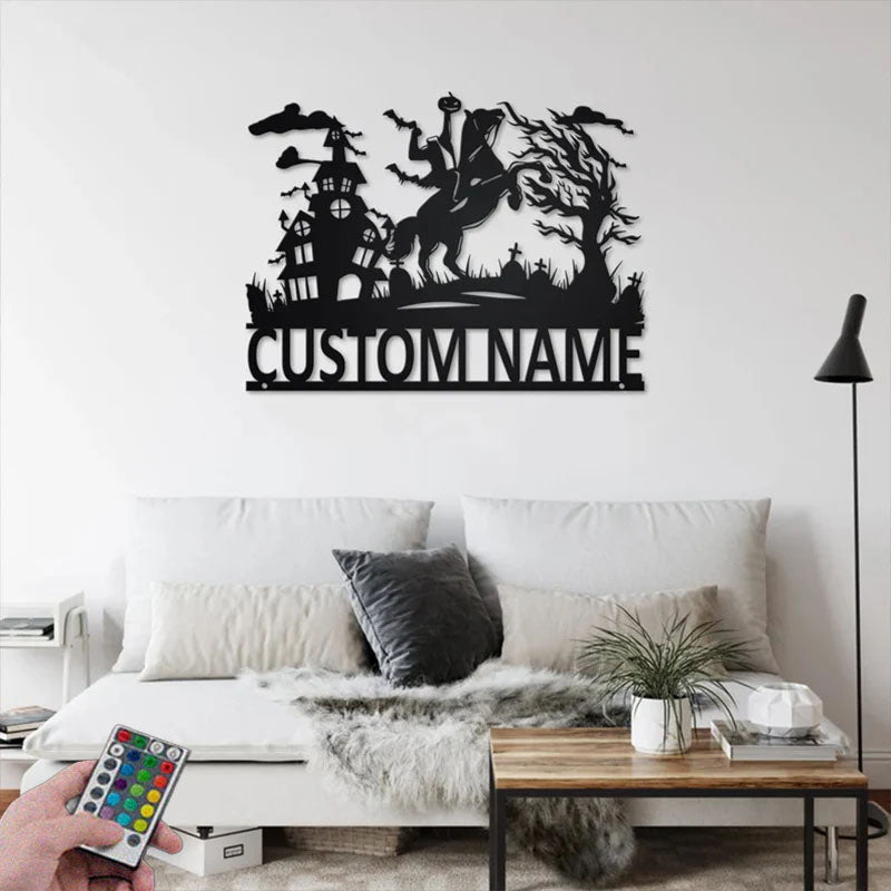Personalized Headless Horseman Metal Wall Signs With RGB Led Light