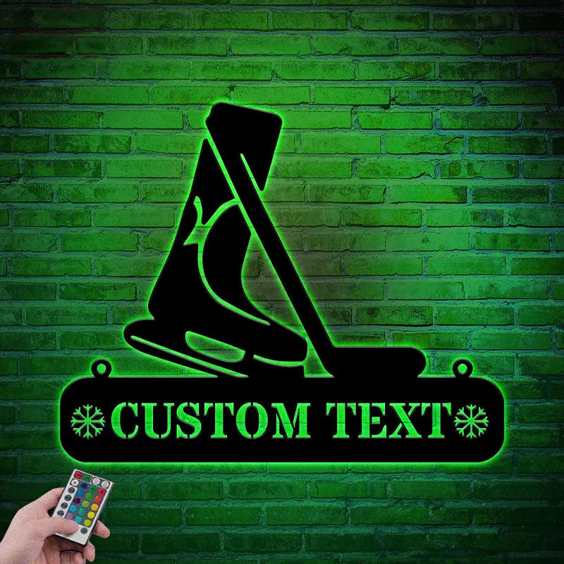 Personalized Hockey Metal Sign LED Lights, Metal Wall Signs With RGB Led Light