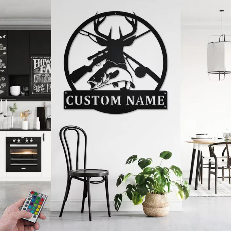 Personalized Hunting Metal Wall Signs With RGB Led Light